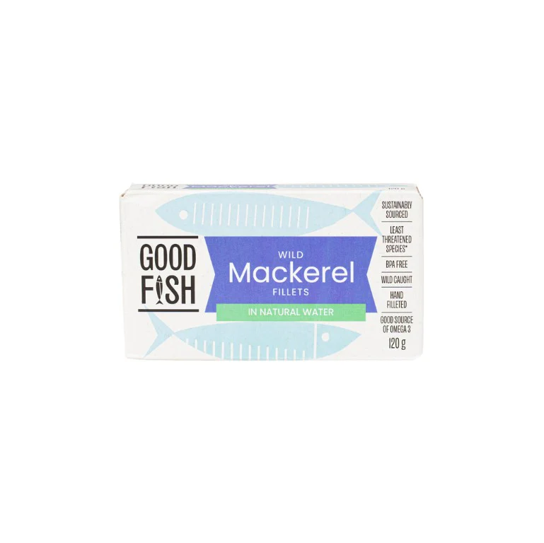 Olive Green Organics Good Fish Wild Mackerel in Brine 120g