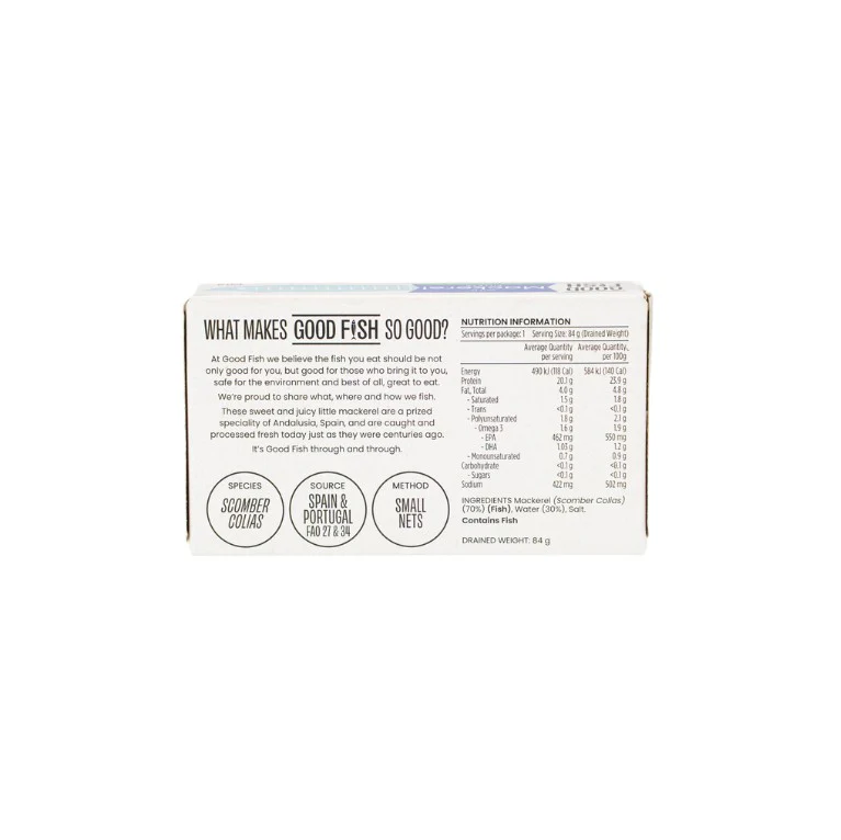 Olive Green Organics Good Fish Wild Mackerel in Brine 120g - Image 2