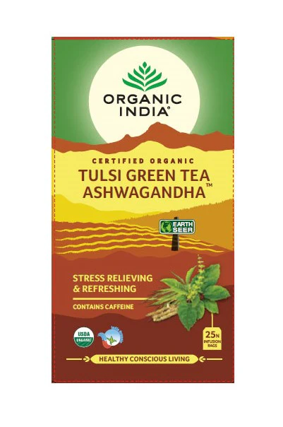 Organic India Tulsi Ashwagandha Green Tea 25 bags