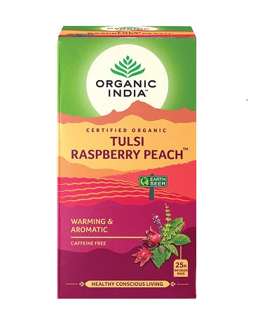 Organic India Tulsi Tea Raspberry Peach 25 Tea Bags