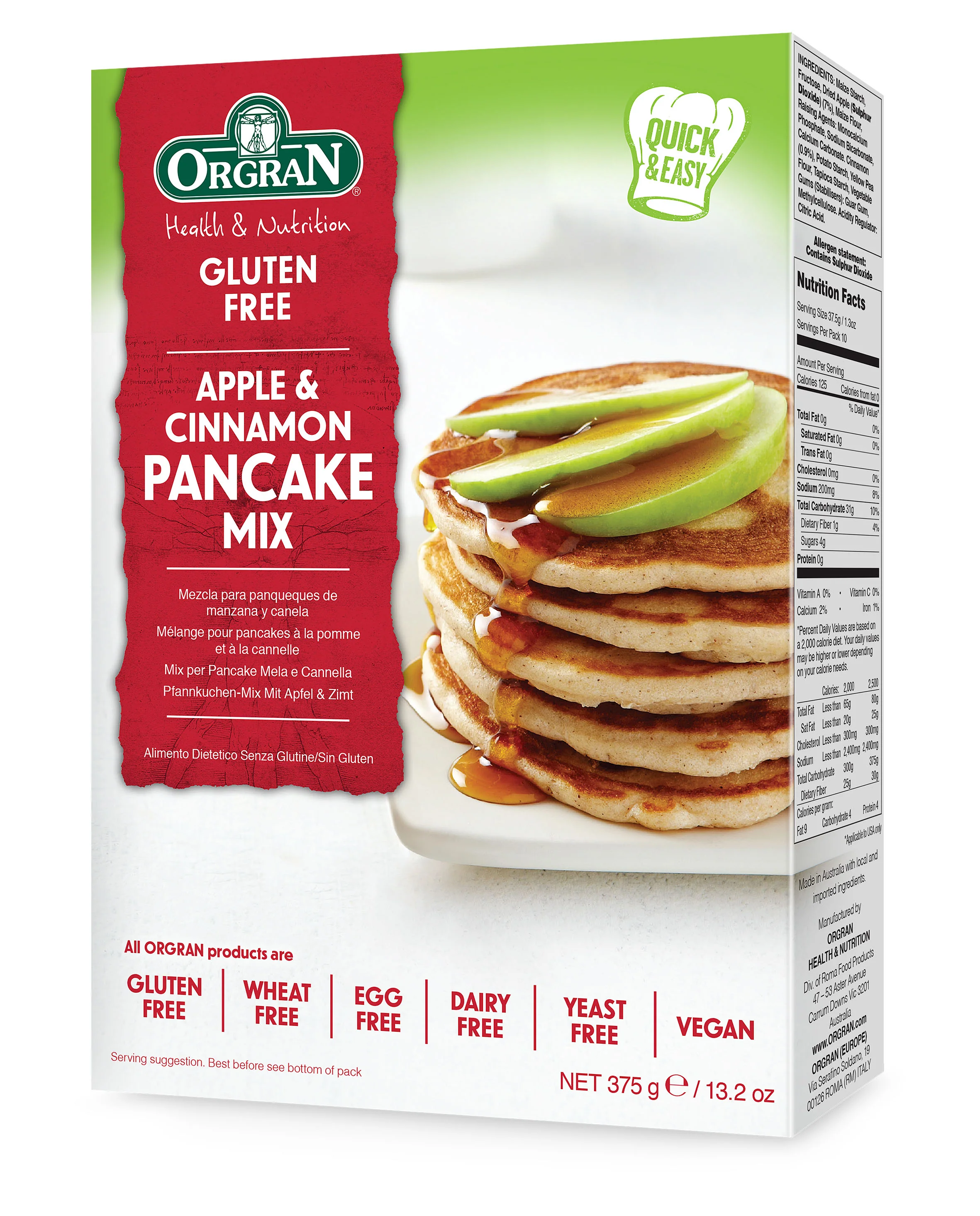 Orgran Pancake Mix Apple & Cinnamon