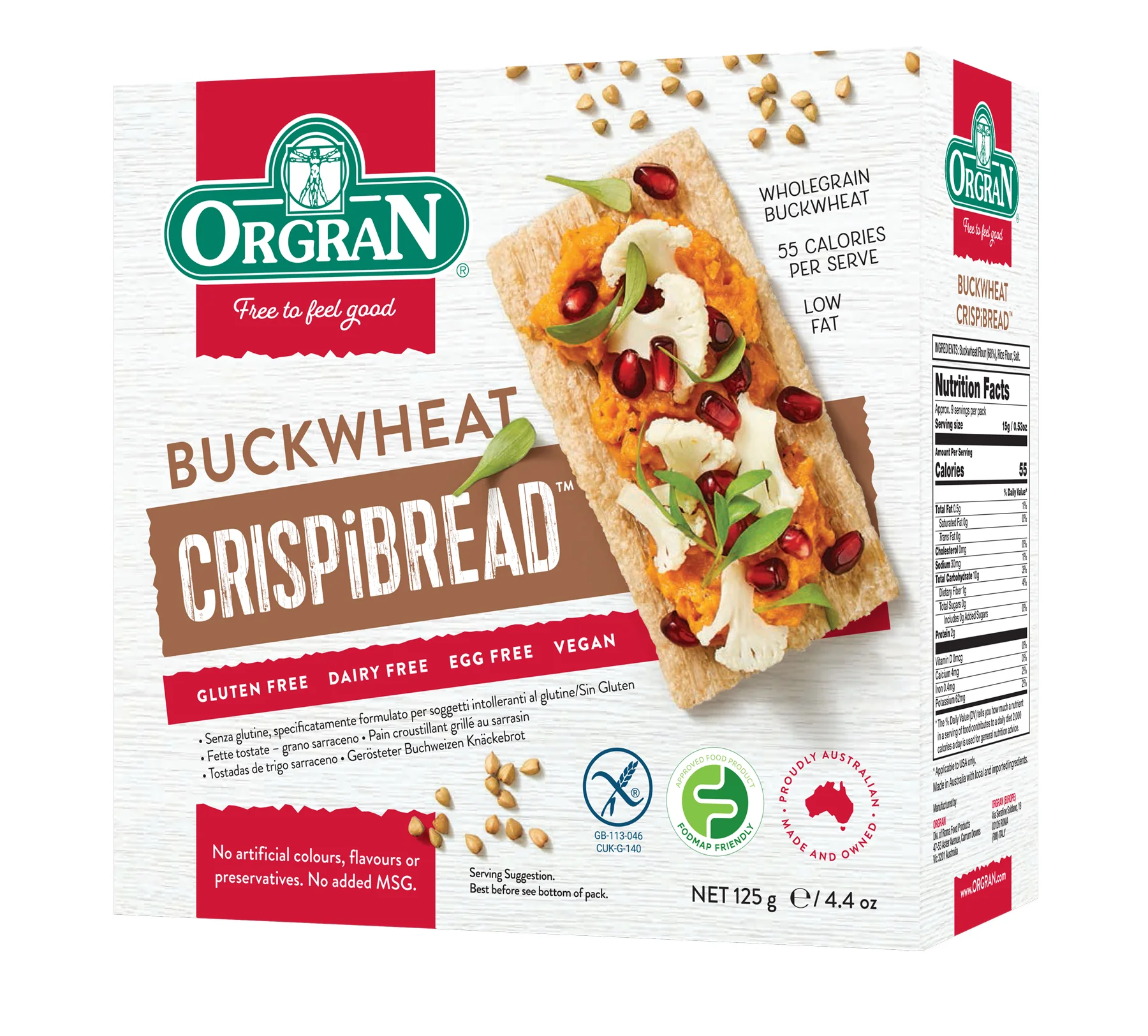 Orgran Toasted Buckwheat Crispibread 125g