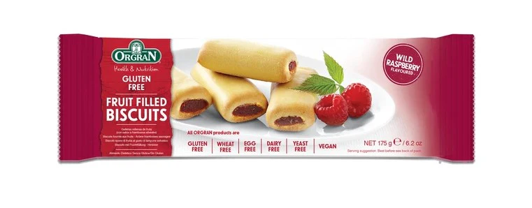 Orgran Wild Raspberry Fruit Filled Biscuits 175gm