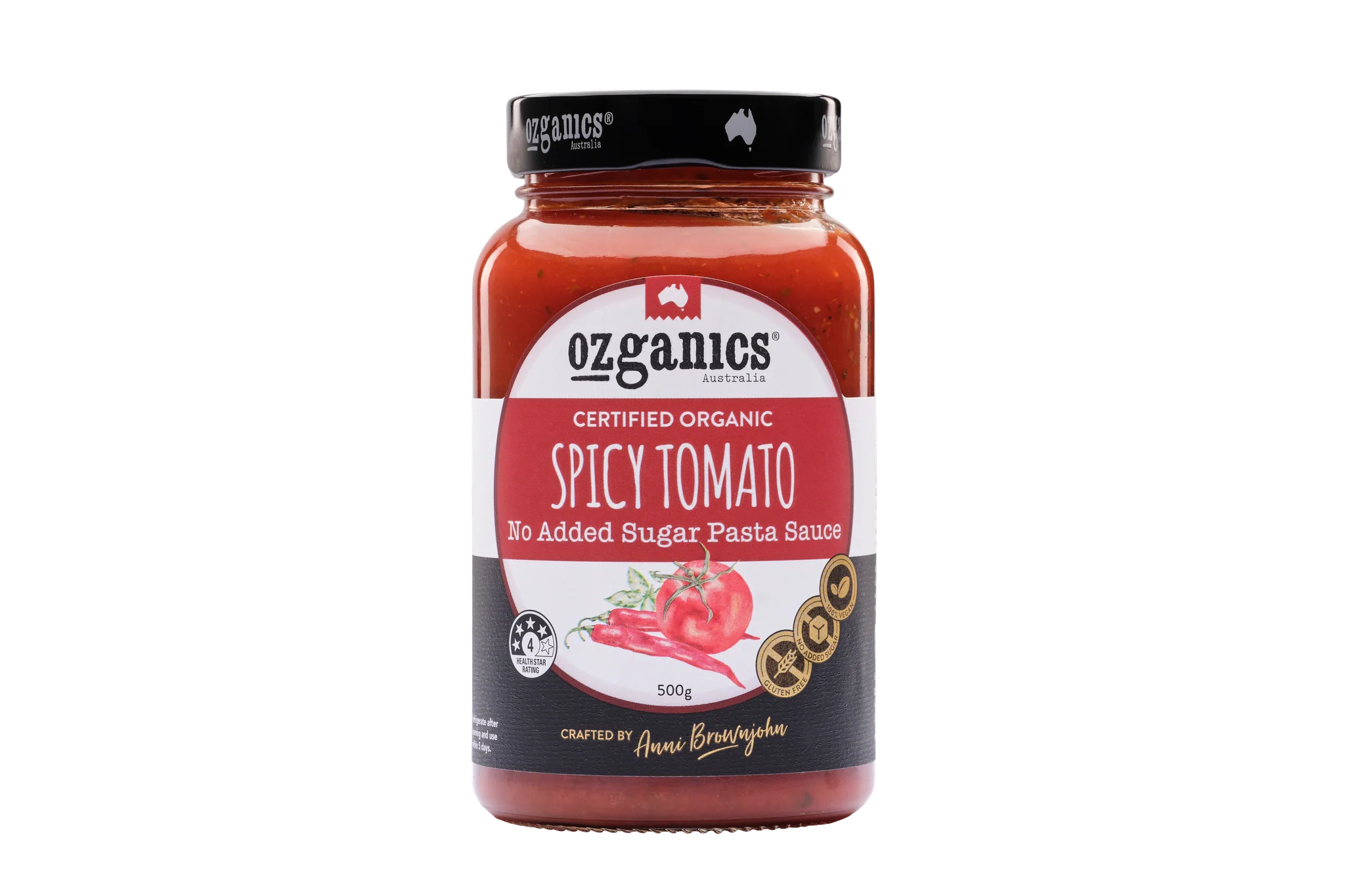 Ozganics Pasta Sauce Tomato Spicy Chilli Certified Organic