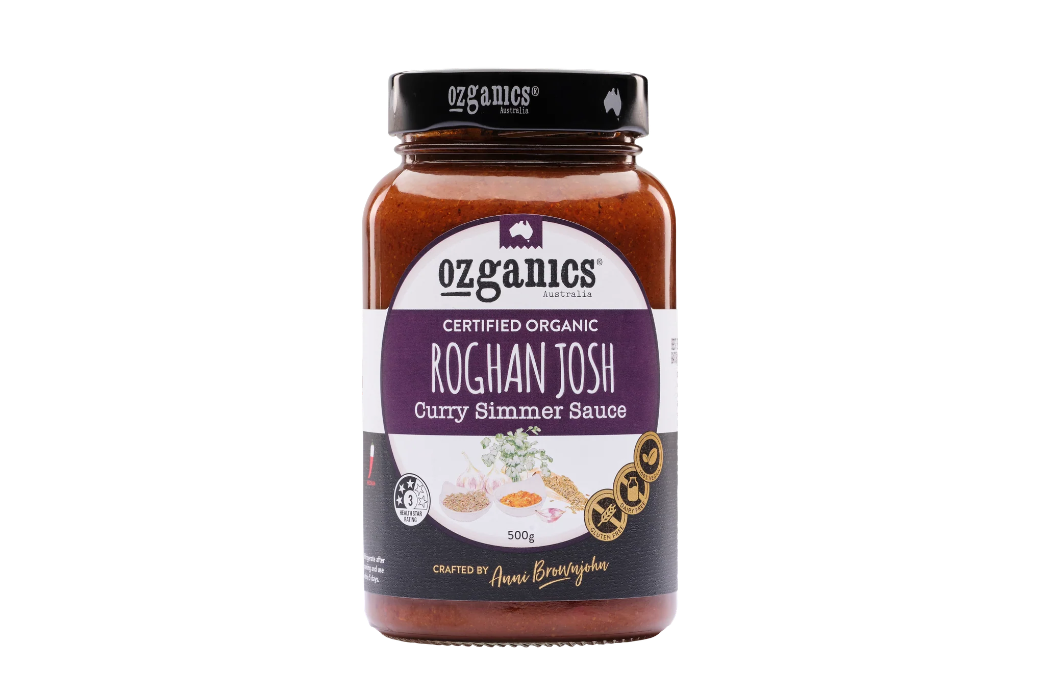 Ozganics Roghan Josh Curry Sauce Certified Organic 500g