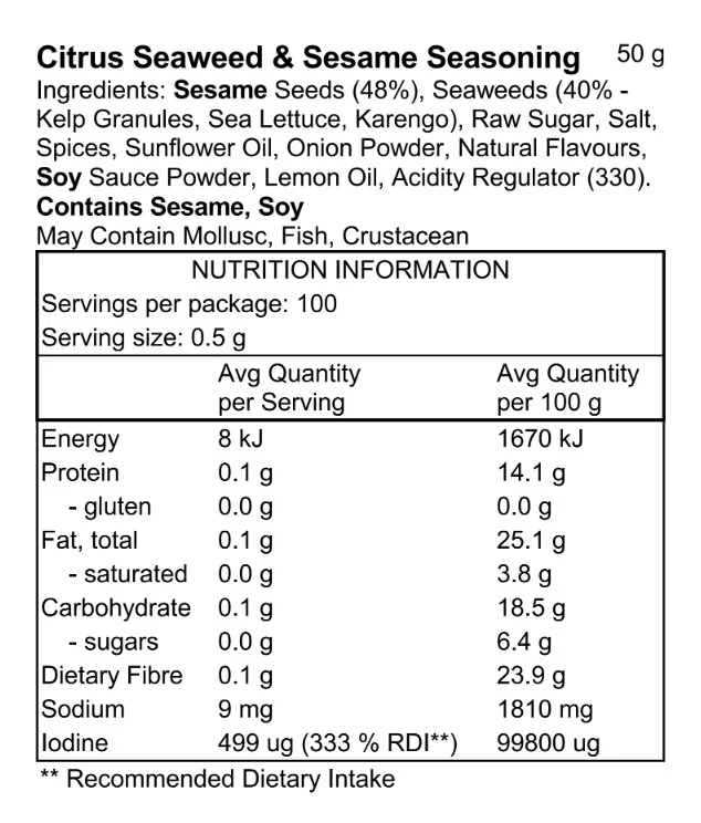 Pacific Harvest Citrus Seaweed and Sesame Seasoning - Image 3