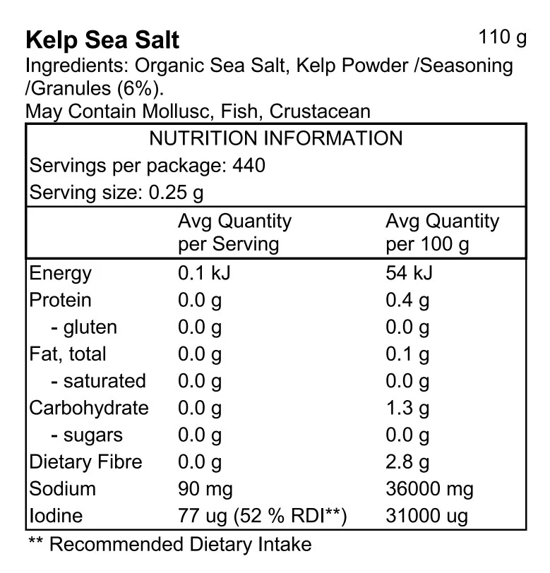 Pacific Harvest Kelp Sea Salt Naturally Iodized 110g - Image 3
