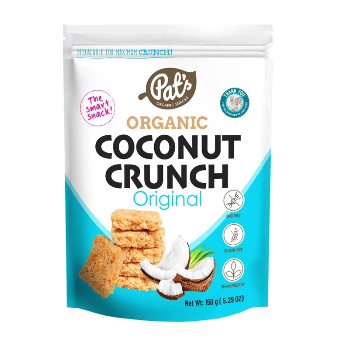 Pat's Organic Snacks Coconut Crunch 150g - Box of 12