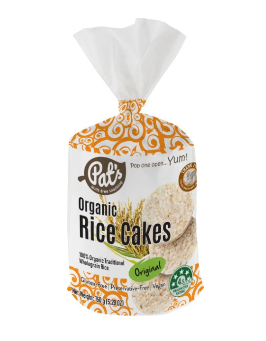 Pat's Organic Snacks Rice Cakes 150g - Box of 12