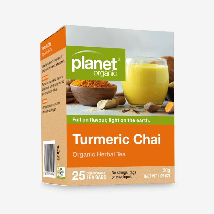 Planet Organic Tea Turmeric Chai 25 tea bgs