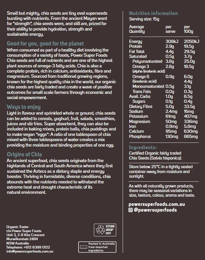 Power Super Food Certified Organic Organic Chia - Image 3