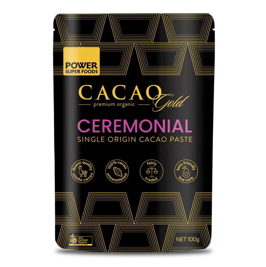 Power Super Foods Cacao GOLD Ceremonial Cacao Paste Chunks Certified Organic
