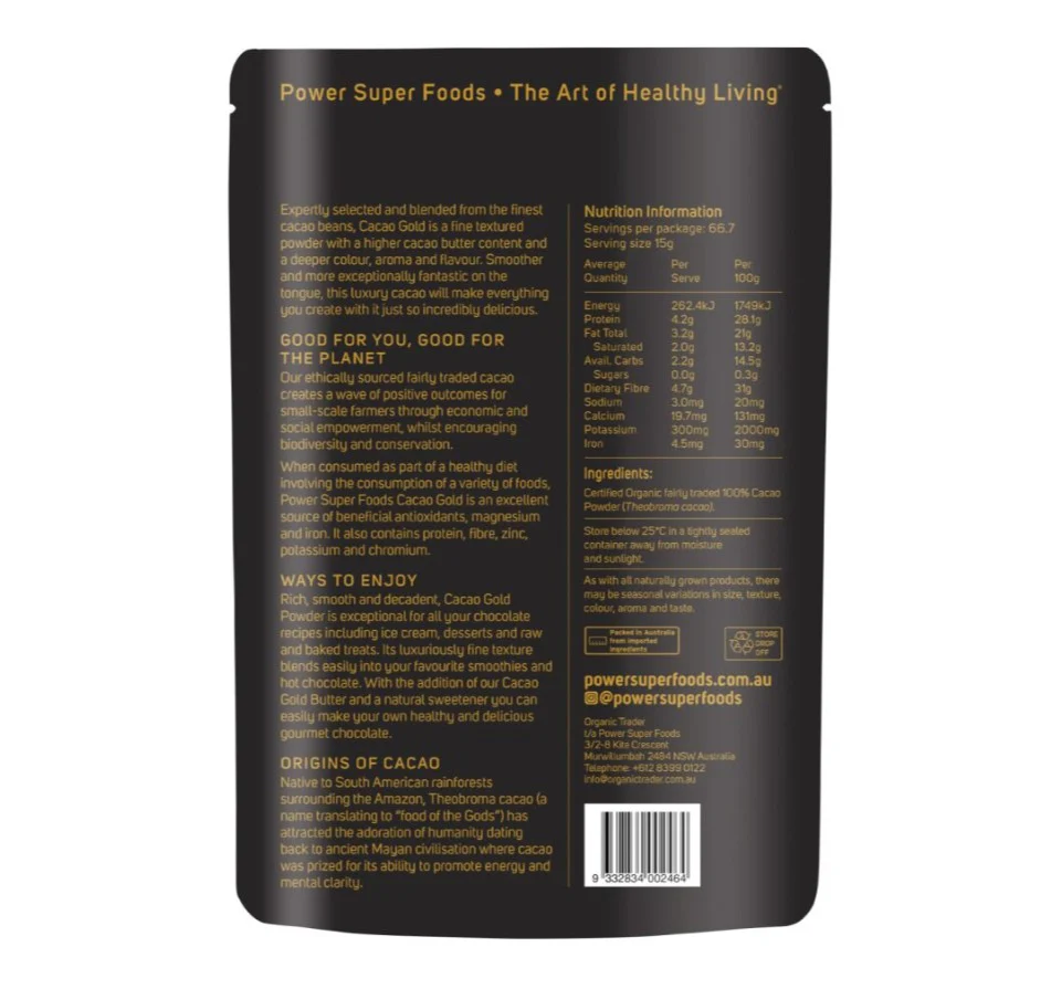 Power Super Foods Cacao GOLD Powder Certified Organic - Image 3