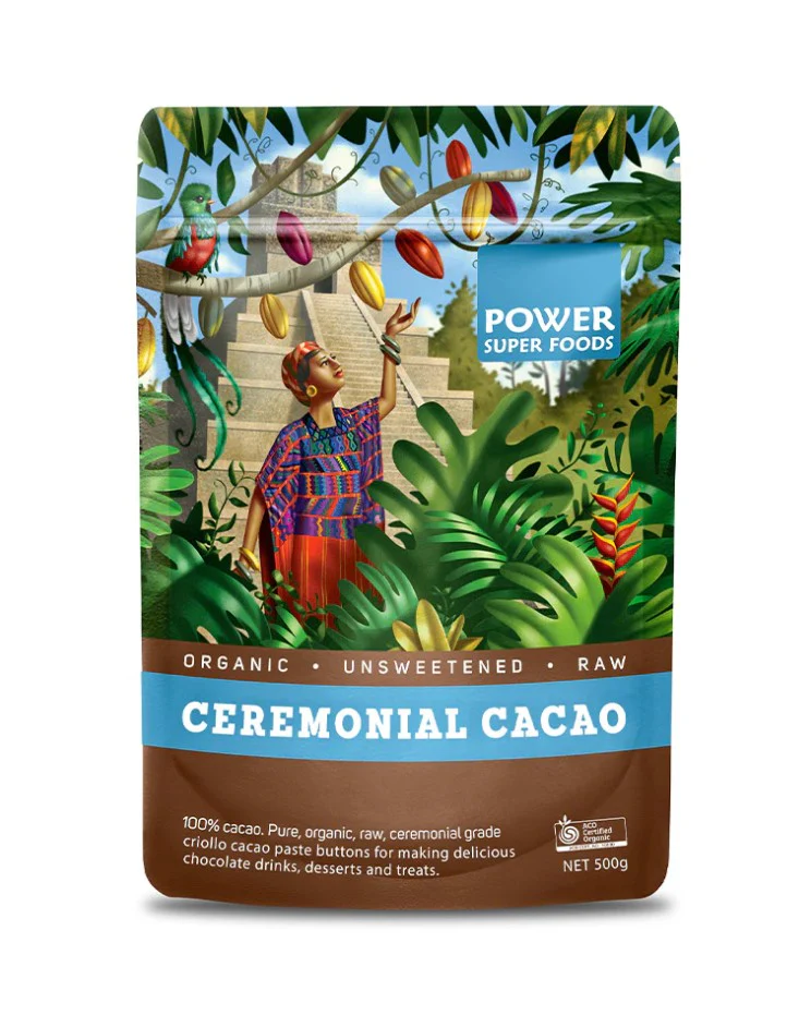 Power Super Foods Cacao Ceremonial Paste Buttons Raw Certified Organic - Image 2