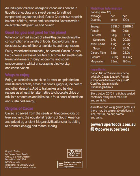 Power Super Foods Certified Organic Cacao Crunch 200g - Image 2