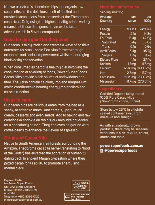 Power Super Foods Certified Organic Cacao Nibs - Image 2