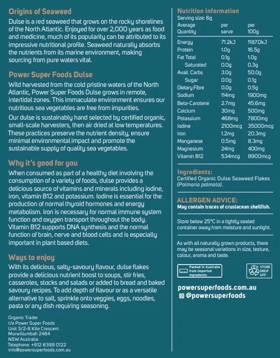 Power Super Foods Certified Organic Dulse Flake 40g - Image 2