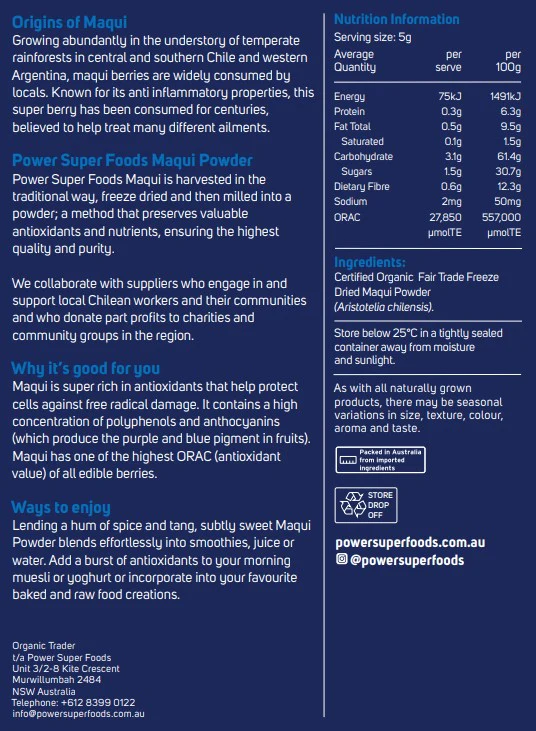 Power Super Foods Certified Organic Maqui Powder - Image 2