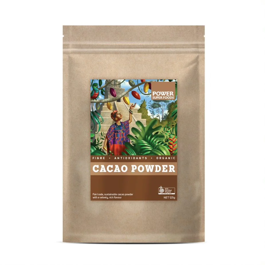 Power Super Foods Certified Organic Origin Cacao Powder Kraft Bag