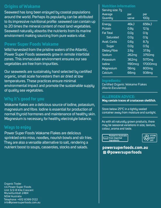 Power Super Foods Certified Organic Wakame Flake 50g - Image 2