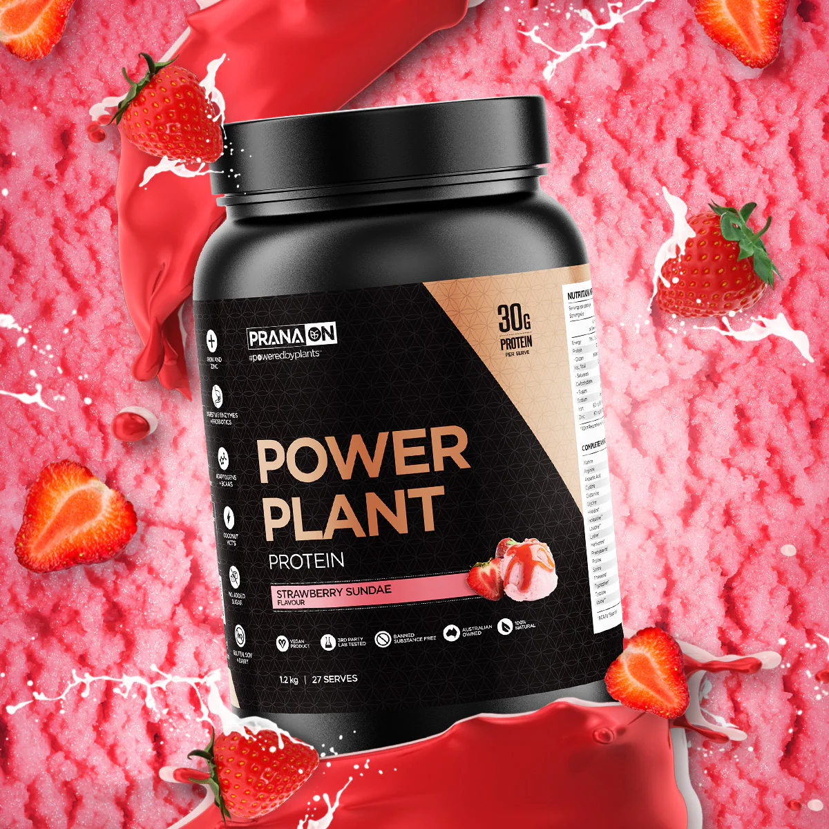 Prana On Power Plant Protein Strawberry Sundae - Image 2