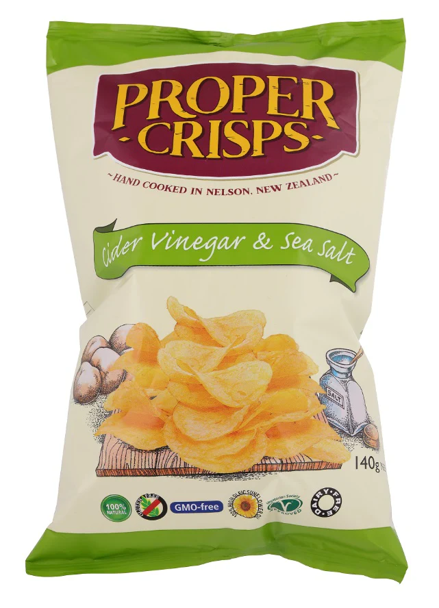 Proper Crisps Cider Vinegar 140g Box of 12