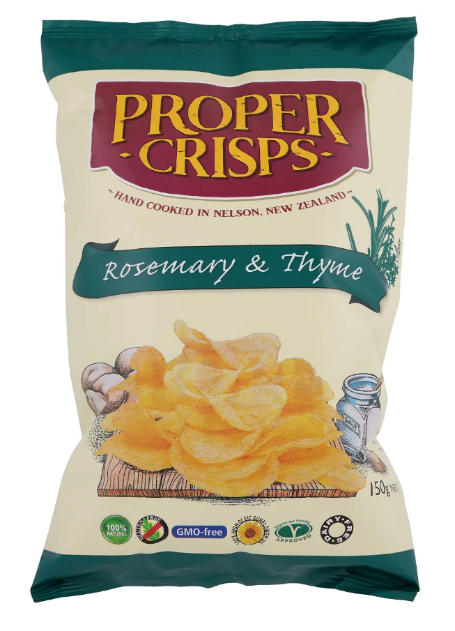 Proper Crisps Rosemary and Thyme 150g Box of 12