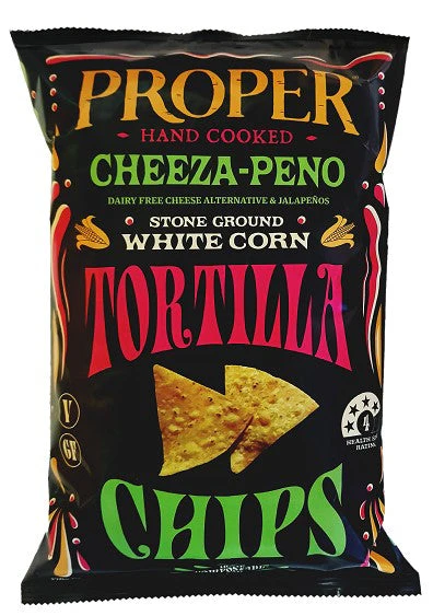 Proper Crisps Tortilla Chips Cheeza-Peno 150g Box of 12