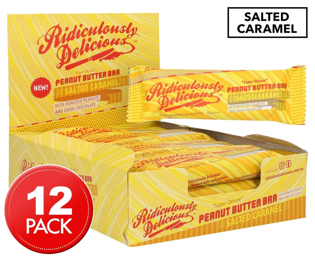 Ridiculously Delicious Peanut Butter Bar Salted Caramel 50g - Box of 12