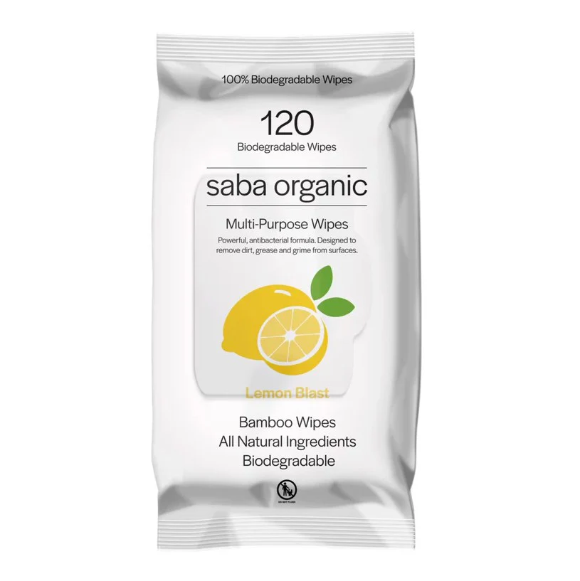 Saba Organic Bamboo Multi-purpose Wipes 120pk