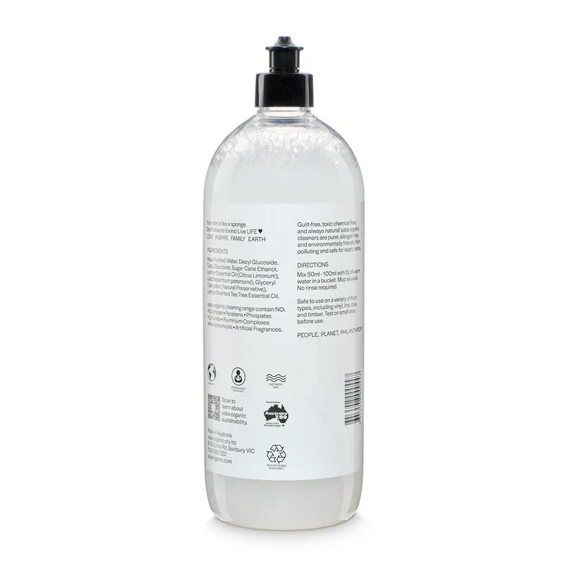 Saba Organic Floor Cleaner Lemon Scented Tea Tree 1L - Image 2