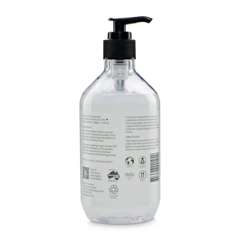 Saba Organic Fruit & Vegetable Wash 500ml - Image 2