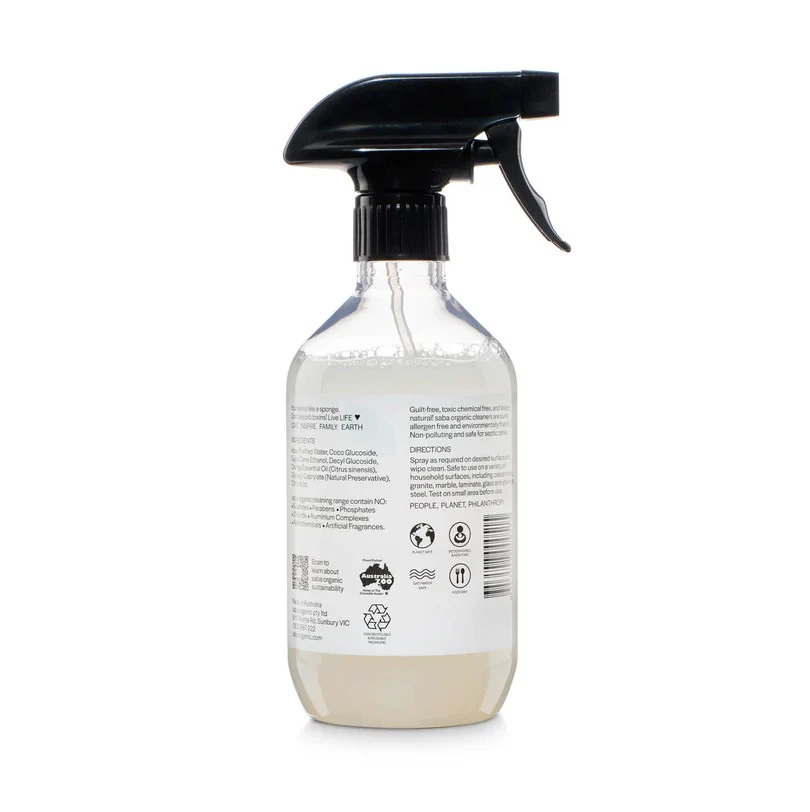 Saba Organic Multi-purpose Cleaner Sweet Orange 500ml - Image 2