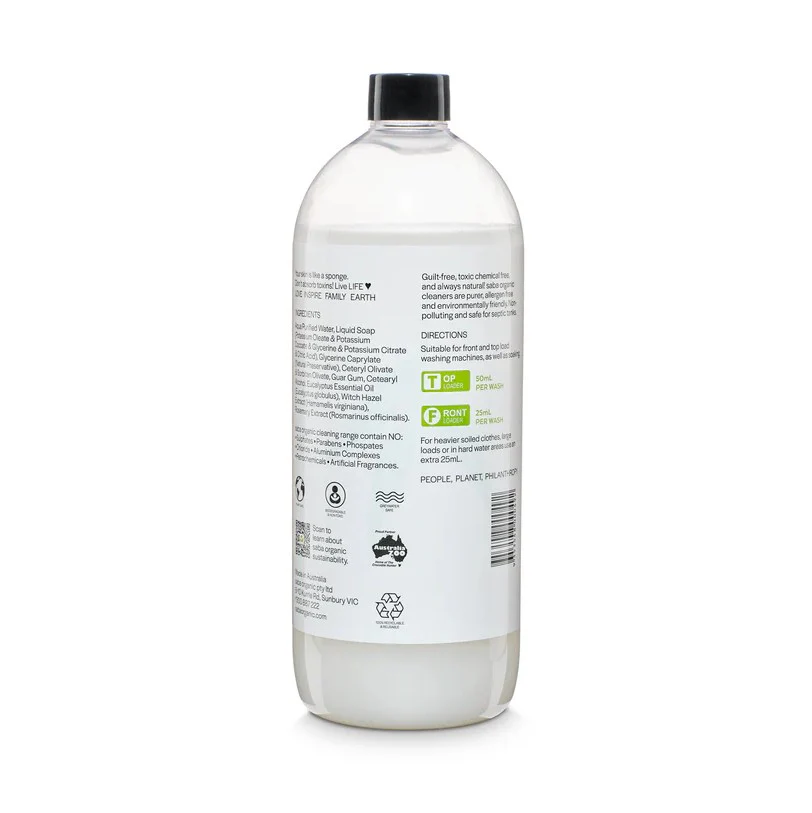 Saba Organic Wool Wash Blue Gum Eucalyptus 1L - Image 2
