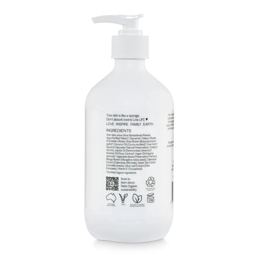 Saba Organics Body Lotion Olive Leaf & Vitamin E 500ml - Image 2