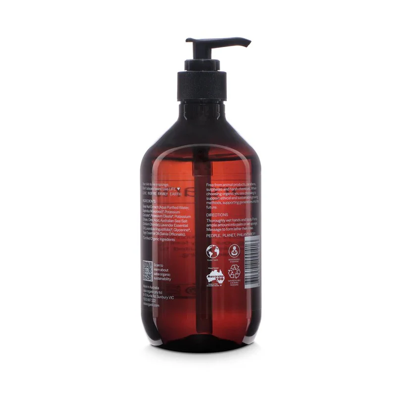 Saba Organics Body Wash Tasmanian Lavender & Sage 500ml - Image 2