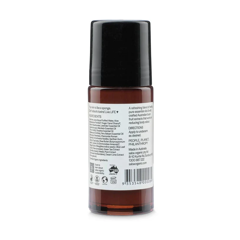 Saba Organics Deodorant Tasmanian Lavender & Chamomile 50ml - Image 2