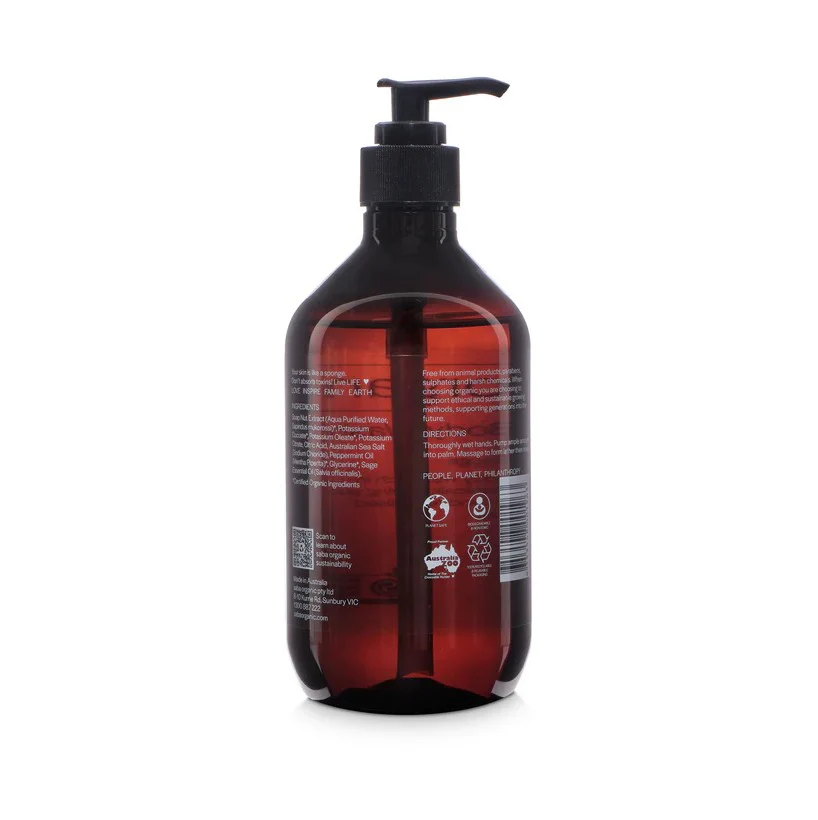 Saba Organics Hand & Body Wash Peppermint & Sage 500ml - Image 2