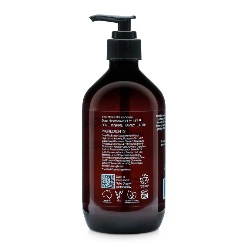 Saba Organics Hand Wash Sweet Orange Desert Lime & Clary Sage 500ml - Image 2