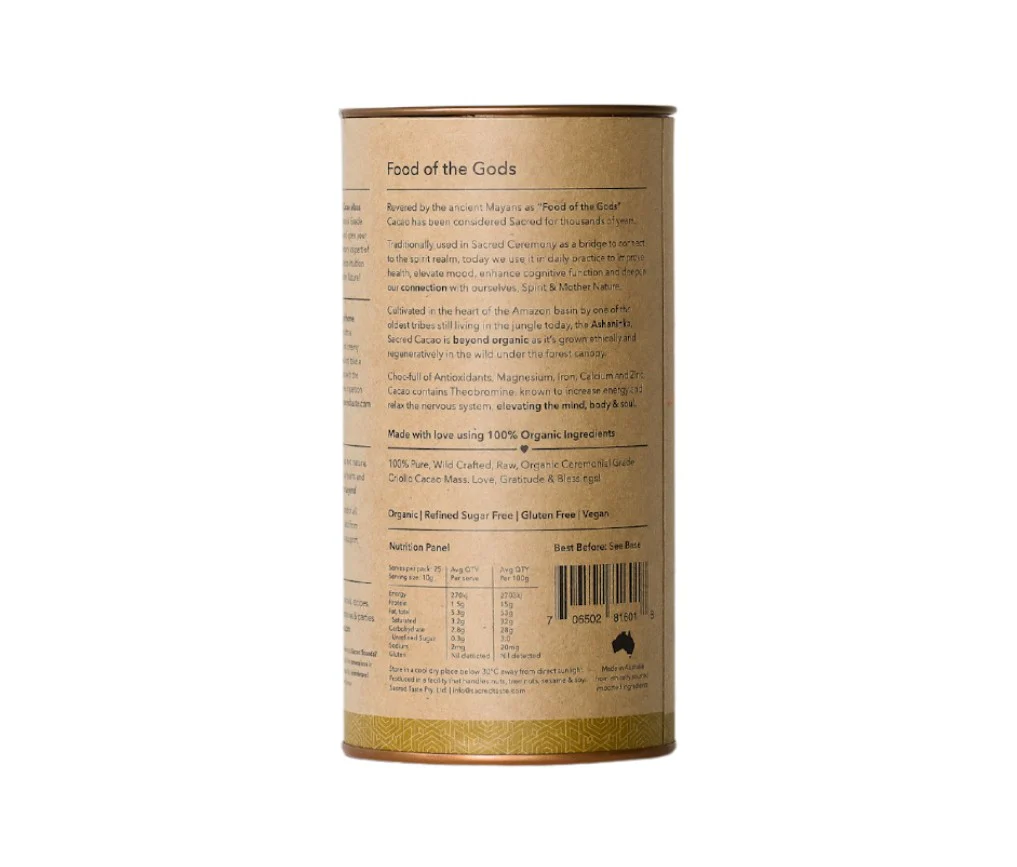 Sacred Taste Ceremony 100% Pure Cacao 250g - Image 2