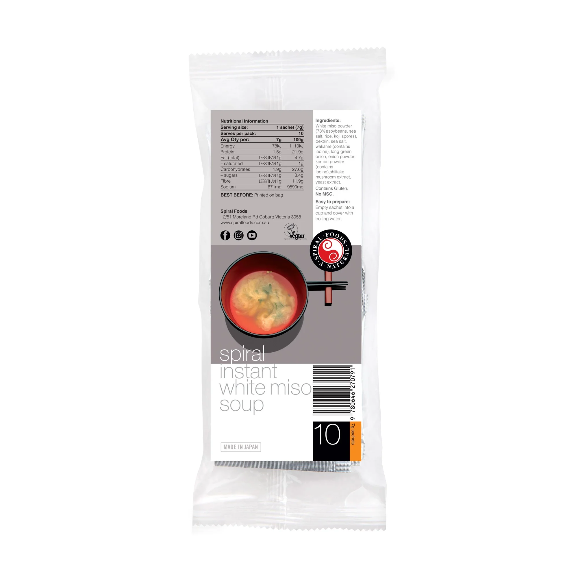 Spiral Foods Instant Miso White 7g 10 Pack