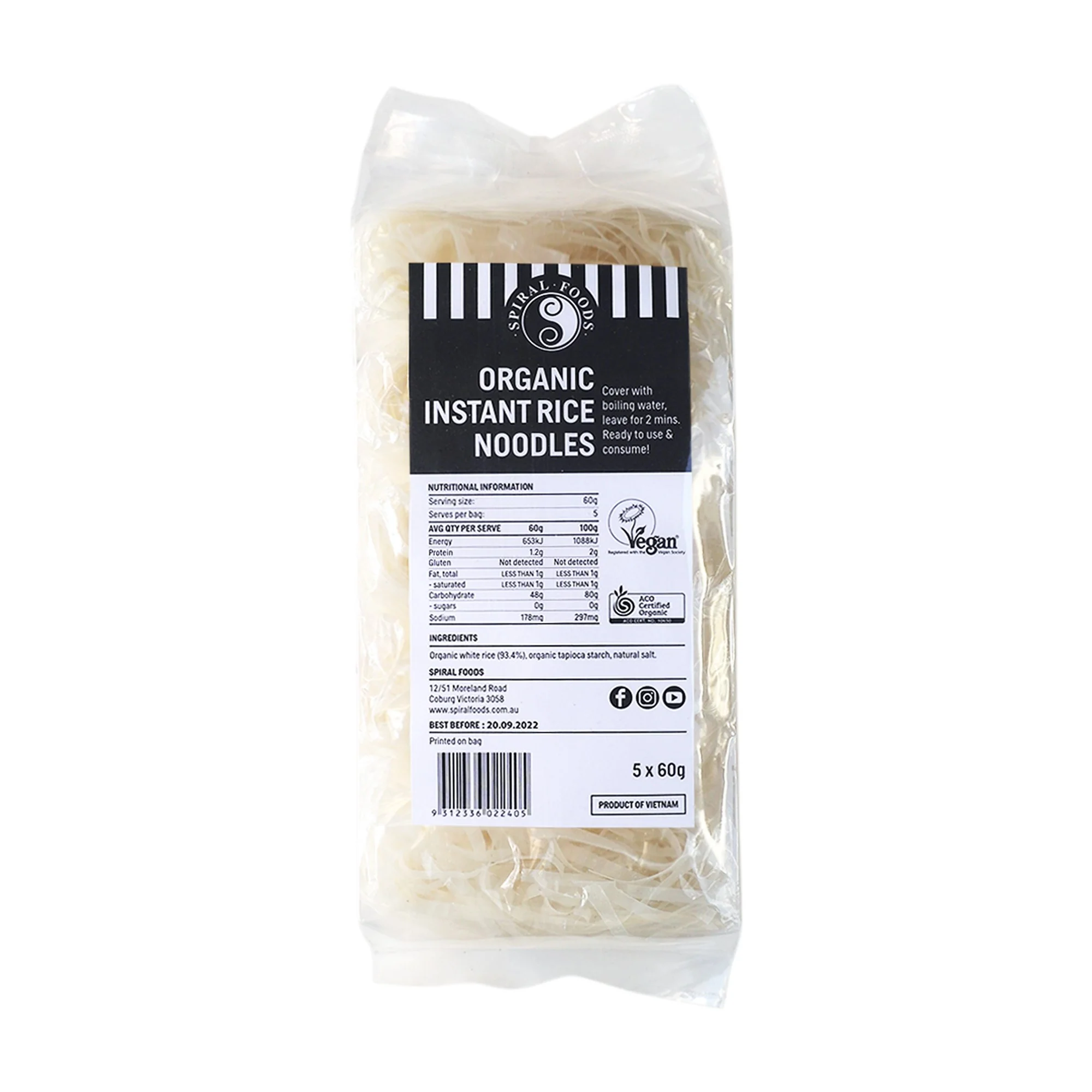 Spiral Foods Organic Instant Rice Noodles 60g Pack of 5