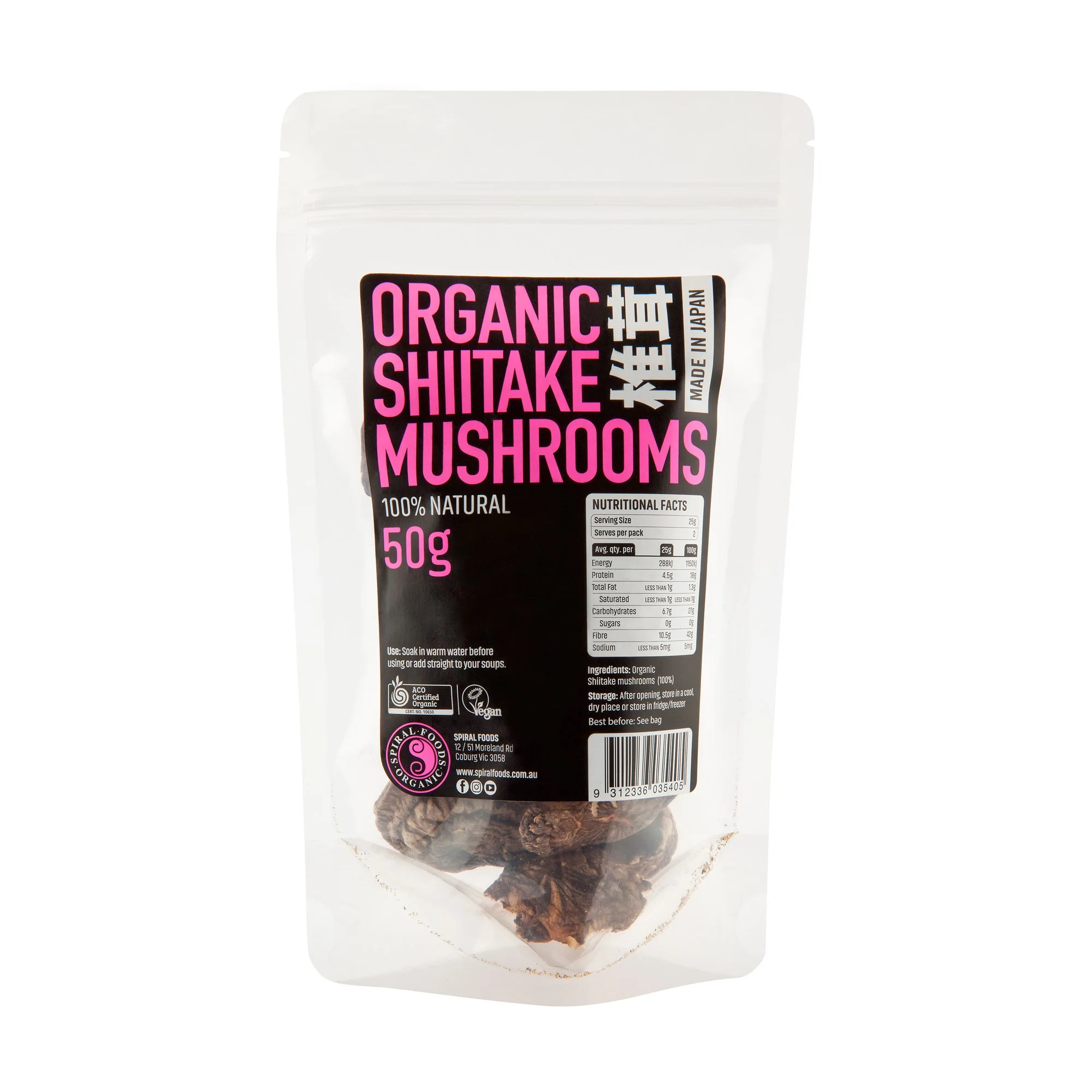 Spiral Foods Organic Shiitake Mushrooms 50g