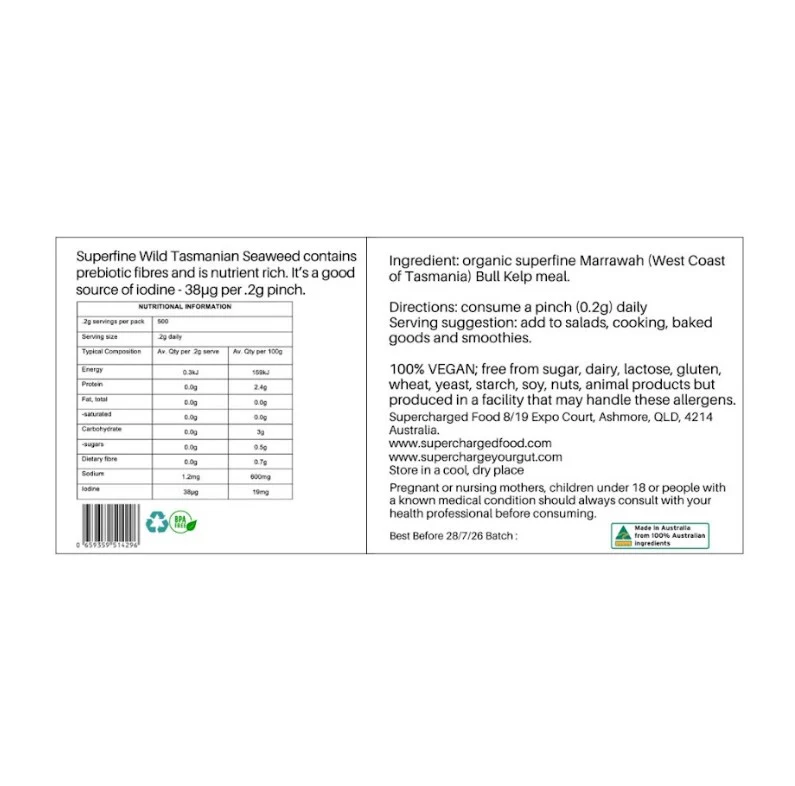Supercharged Food Love Your Gut Wild Tasmanian Seaweed 100g - Image 2