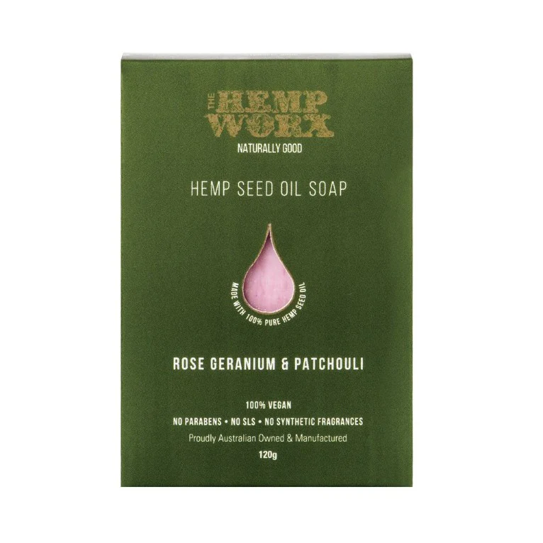 Hemp Worx Rose Geranium & Patchouli Bar Soap 120g