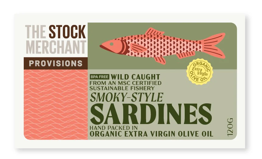 The Stock Merchant MSC Smoked Sardines in Extra Virgin Olive Oil 120g