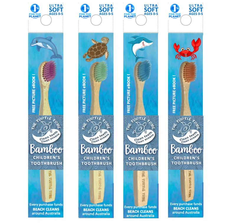 The Turtle Tribe Bamboo children's toothbrush ULTRA SOFT 0-5yrs - Box of 32 - Image 2