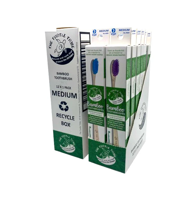 The Turtle Tribe Bamboo Premium Toothbrush MEDIUM 1pk - Box of 12