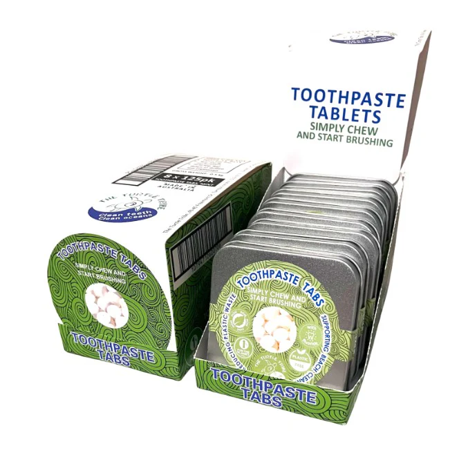 The Turtle Tribe Toothpaste Tablets Mint 125 pack with fluoride - Box of 8