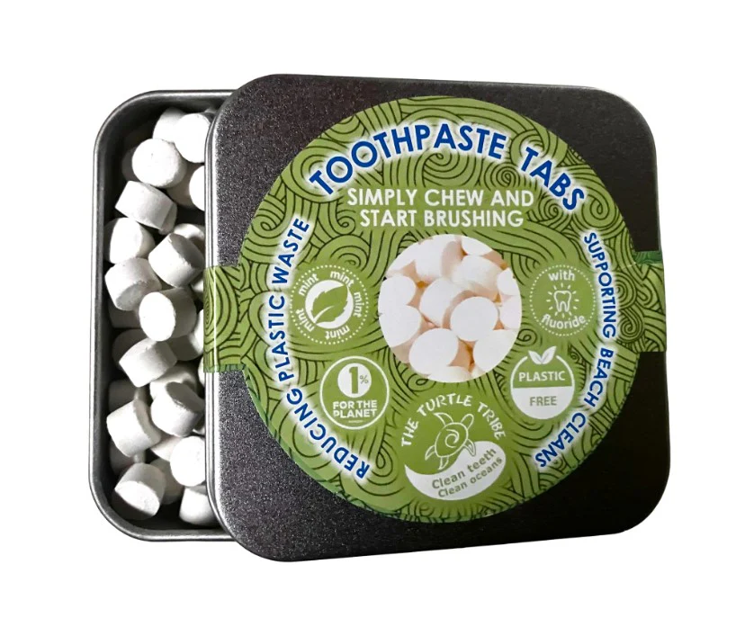 The Turtle Tribe Toothpaste Tablets Mint 125 pack with fluoride - Box of 8 - Image 3